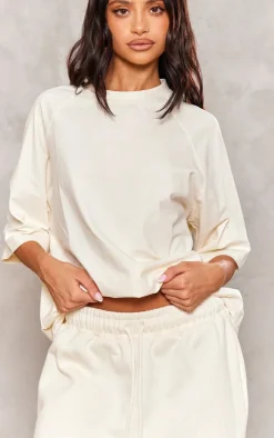 Petite Cream Oversized Wide Leg Sweatpants