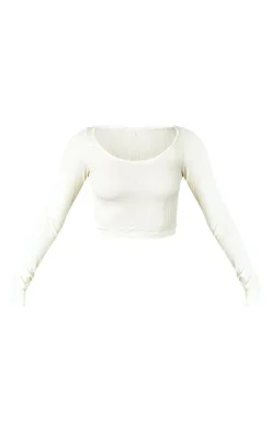 Petite Cream Pointelle Contour Long Sleeve Top