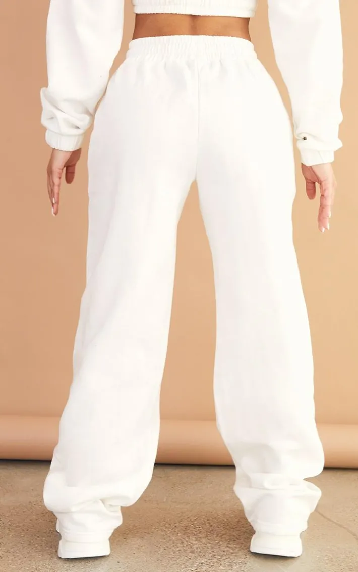 Petite Cream Seam Detail Wide Leg Sweatpants