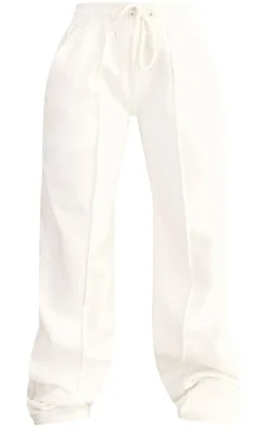 Petite Cream Seam Detail Wide Leg Sweatpants