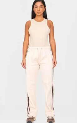 Petite Cream Stripe Detail Track Pants