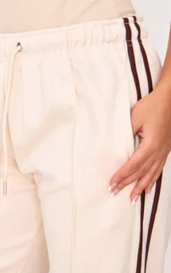 Petite Cream Stripe Detail Track Pants