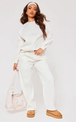 Petite Cream Wide Leg Sweatpants