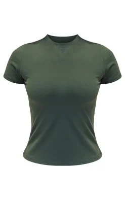 Petite Dark Green Snatched Sculpt Cap Sleeve Top