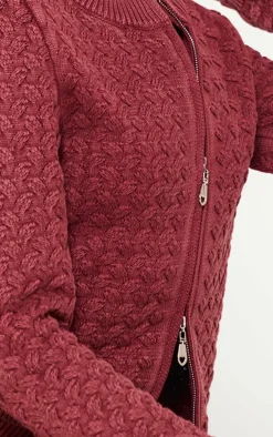 Petite Dark Red Cable Knit Jacket