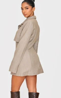 Petite Deep Stone Trim Detail Oversized Blazer Dress