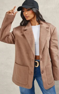 Petite Deep Taupe Oversized Longline Blazer