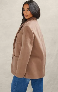 Petite Deep Taupe Oversized Longline Blazer