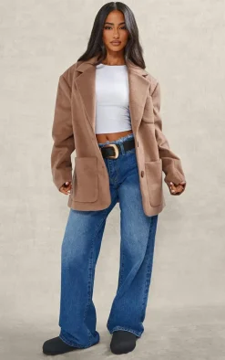 Petite Deep Taupe Oversized Longline Blazer