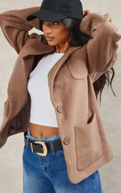 Petite Deep Taupe Oversized Longline Blazer
