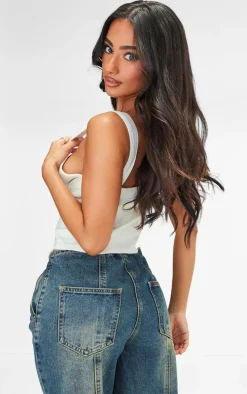 Petite Ecru Denim Fitted Button Up Vest