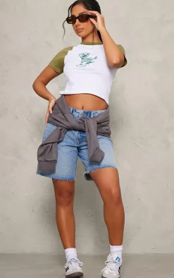 Petite Green Graphic Fitted T-shirt