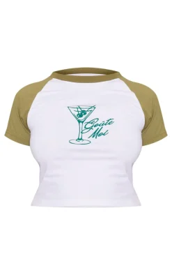 Petite Green Graphic Fitted T-shirt