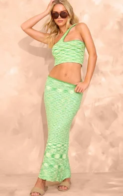 Petite Green Knitted Two Tone Midaxi Skirt