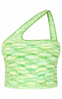 Petite Green Knitted Two Tone Halterneck Crop Top