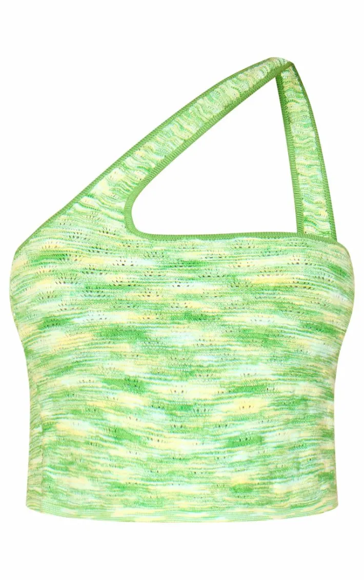Petite Green Knitted Two Tone Halterneck Crop Top
