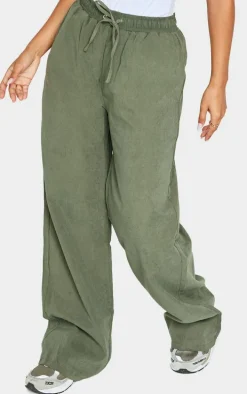 Petite Green Peach Skin Wide Leg Cargo Pants