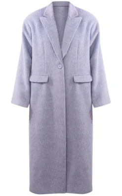 Petite Grey Brushed Wool Look Oversized Drop Shoulder Coat