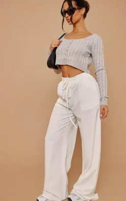 Petite Grey Button Up Cropped Cardigan