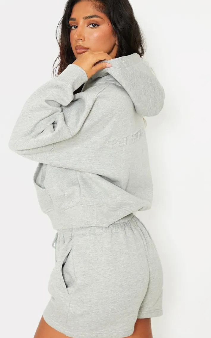 Petite Grey Embossed Detail Hoodie