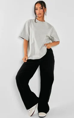 Petite Grey Marl Premium Cotton Oversized T-shirt
