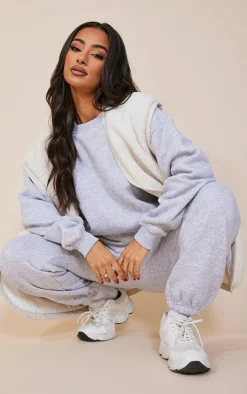 Petite Grey Marl Basic Ultimate Oversized Sweatshirt