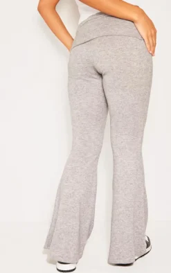 Petite Grey Marl Fold Over Flared Pants