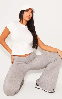 Petite Grey Marl Fold Over Flared Pants