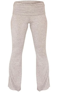 Petite Grey Marl Fold Over Flared Pants