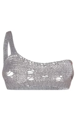 Petite Grey Open Knit Bralet