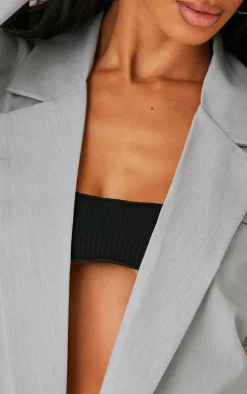 Petite Grey Pocket Detail Cropped Blazer