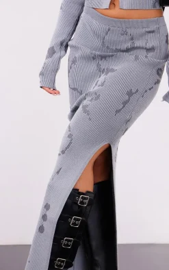 Petite Grey Printed Knitted Midaxi Skirt