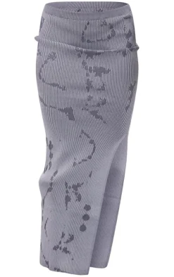 Petite Grey Printed Knitted Midaxi Skirt