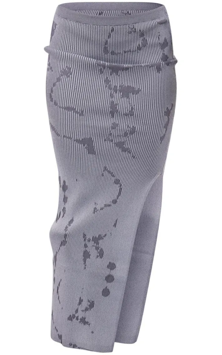 Petite Grey Printed Knitted Midaxi Skirt