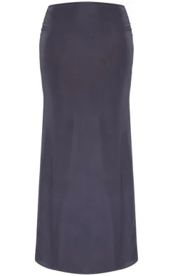 Petite Grey Slinky Low Waist Maxi Skirt