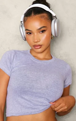 Petite Grey Star Girl Fitted Cropped T-shirt