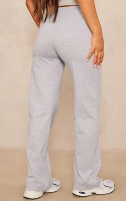 Petite Grey Straight Leg Jersey Pants