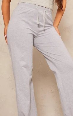 Petite Grey Straight Leg Jersey Pants