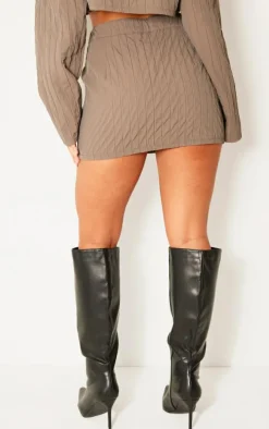 Petite Grey Textured Cargo Mini Skirt