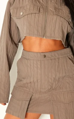 Petite Grey Textured Cargo Mini Skirt