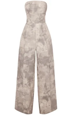 Petite Grey Washed Cargo Jumpsuit