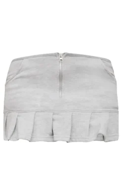 Petite Grey Zip Up Frill Detail Mini Skirt