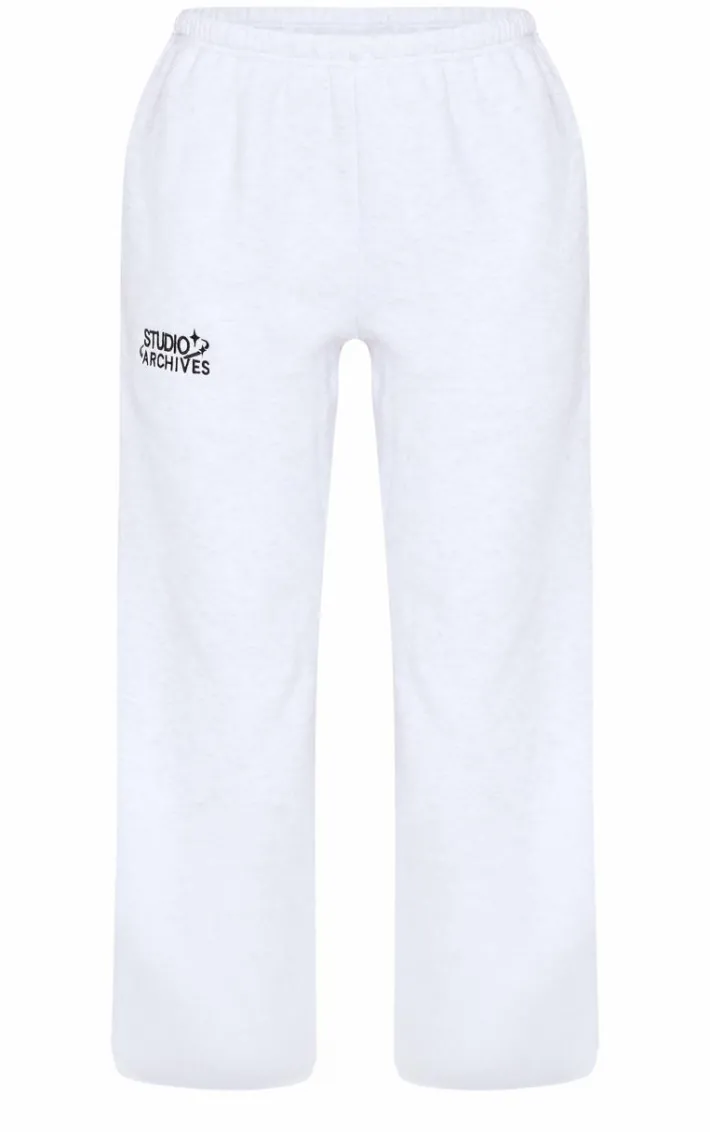 Petite Ice Grey Studio Archives Thin Waistband Wide Leg Sweatpants