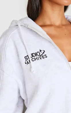 Petite Ice Grey Studio Archives Zip Up Hoodie