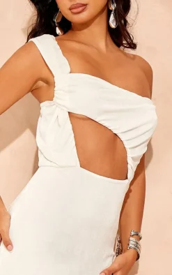 Petite Ivory Cut Out Acetate Slinky Maxi Dress