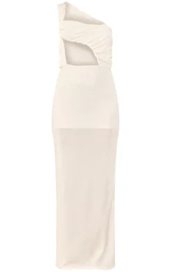 Petite Ivory Cut Out Acetate Slinky Maxi Dress