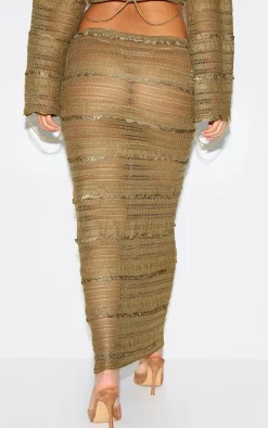 Petite Khaki Extreme Low Waist Maxi Skirt