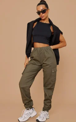 Petite Khaki Pocket Detail Cargo Pants