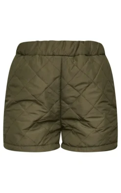 Petite Khaki Quilted Shorts
