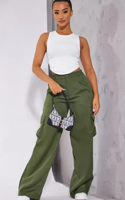 Petite Khaki Tailored Utility Cargo Pants